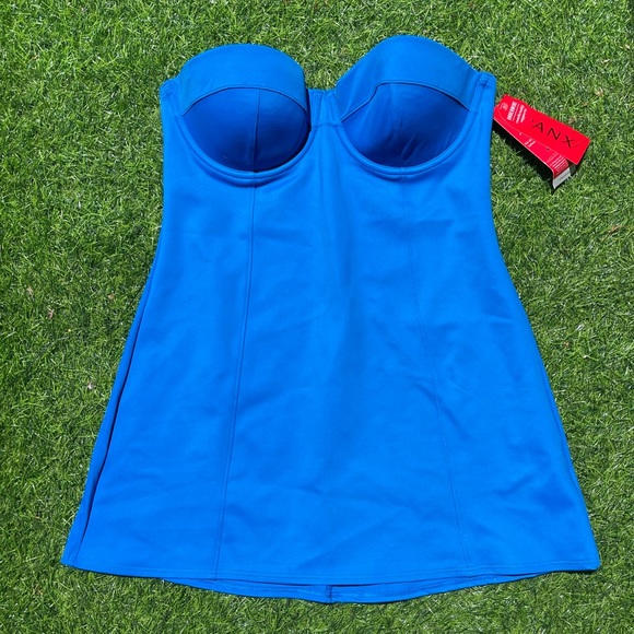 SPANX Retro Dresskini Underwire Swim Top Blue size 10 new with tags beach Vegas - Picture 6 of 7